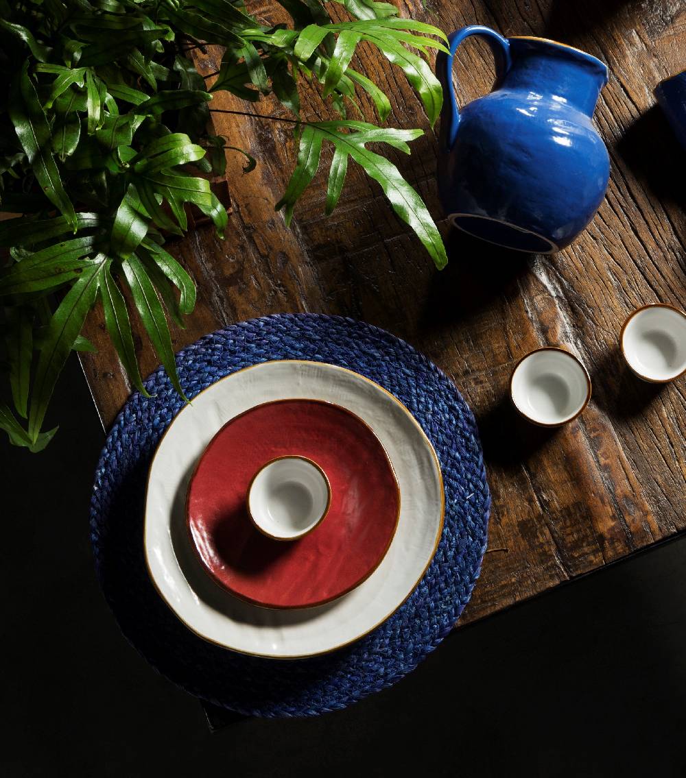 Novità Home Sottopiatto Rotondo In Fibra In Mais Set 1/4 Blu