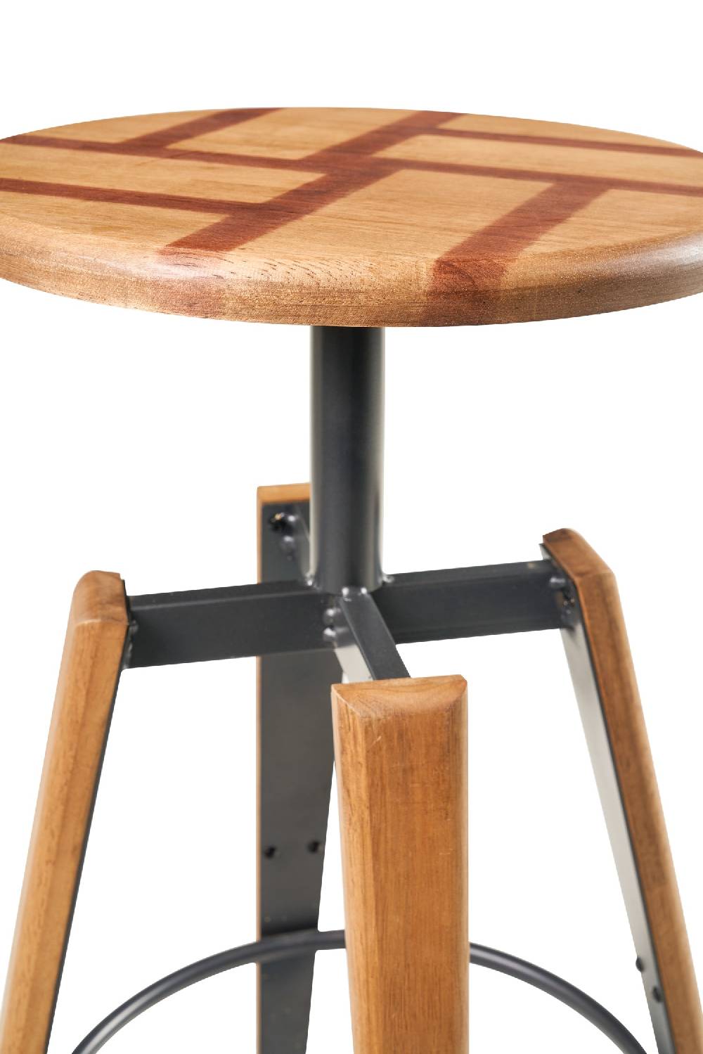 Novità Home Stool - Sgabello Con Seduta Legno Bicol.Gambe Ferro Riv In Legno