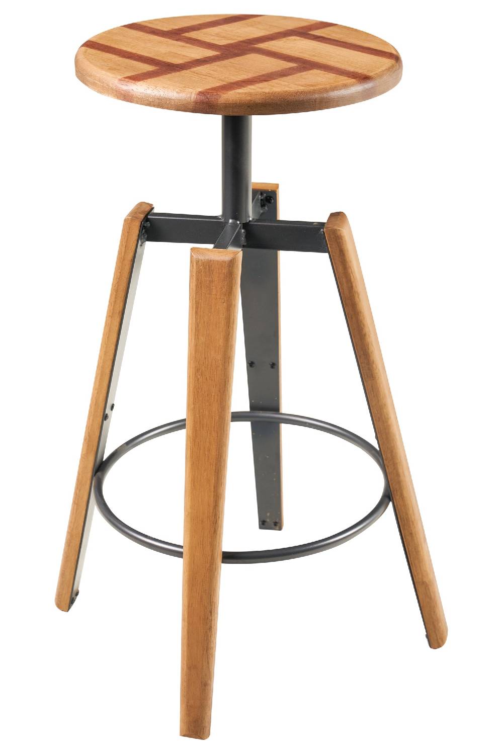 Novità Home Stool - Sgabello Con Seduta Legno Bicol.Gambe Ferro Riv In Legno