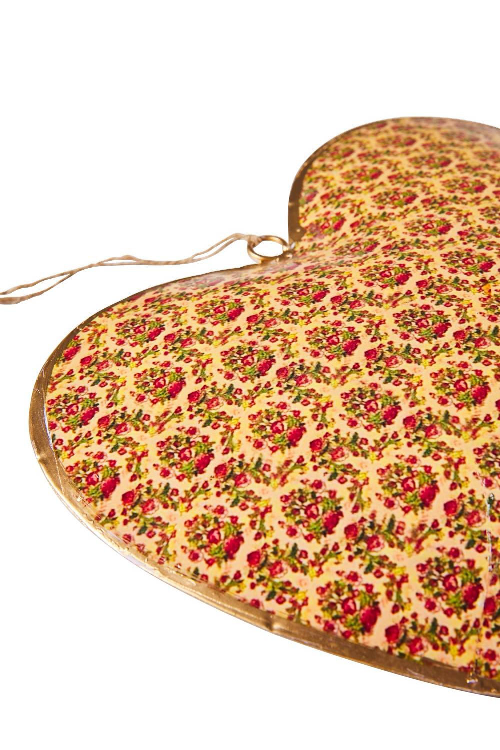 Novità Home Sweet - Cuore Da Appendere Ocra Con Fiorellini Rossi