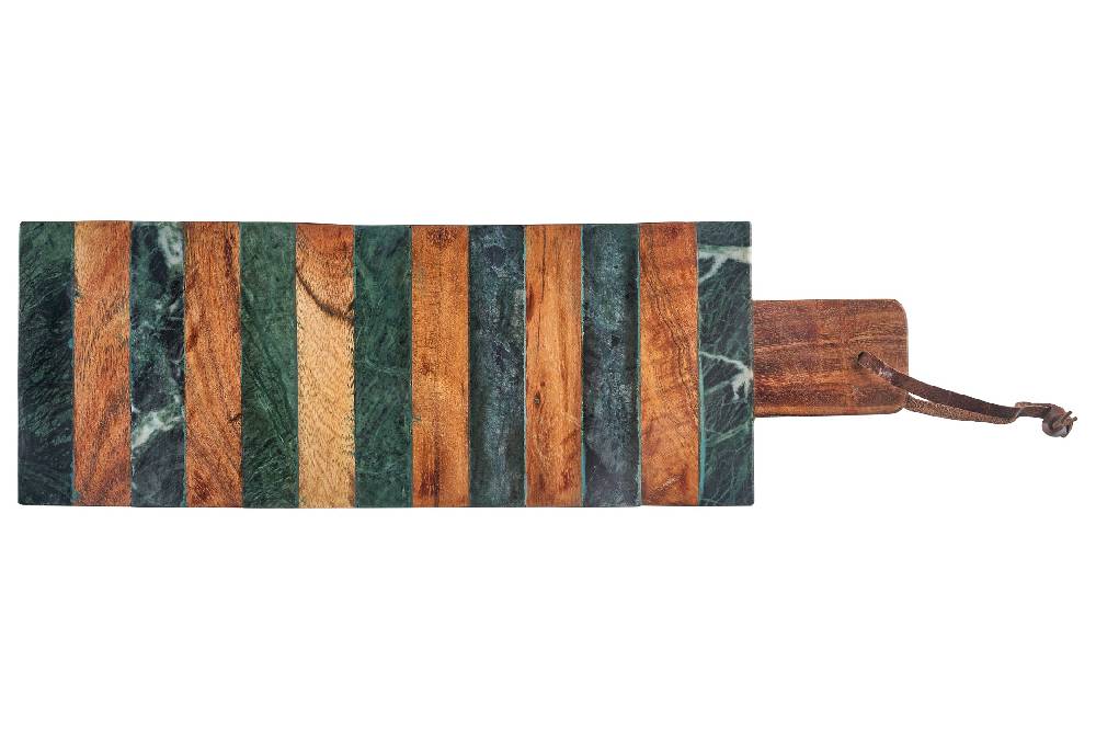 Novità Home Tagliere Rettangolare Con Manico Righe Legno E Marmo