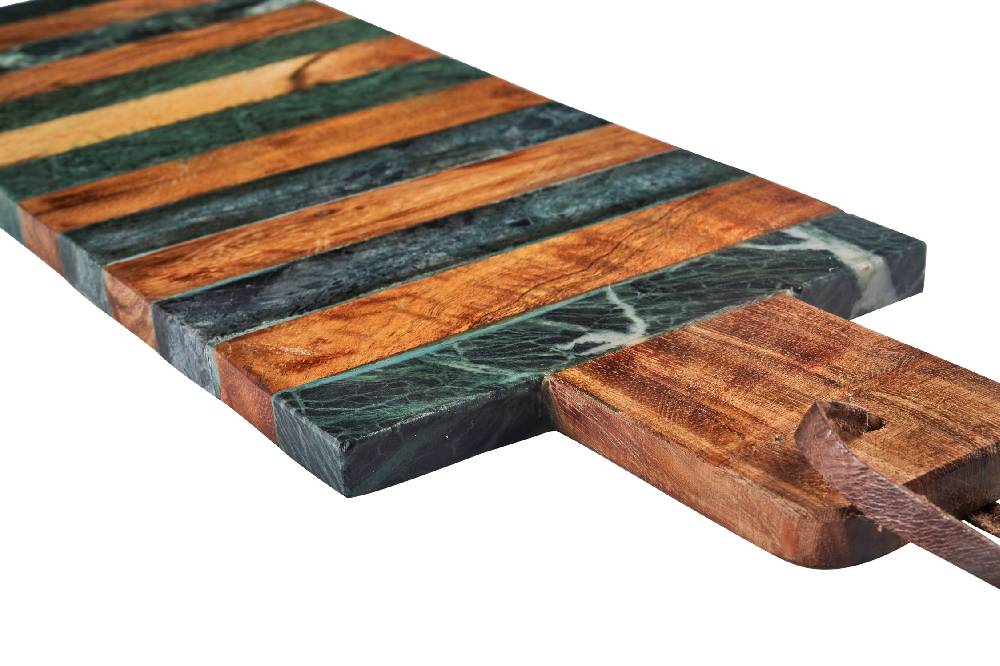 Novità Home Tagliere Rettangolare Con Manico Righe Legno E Marmo