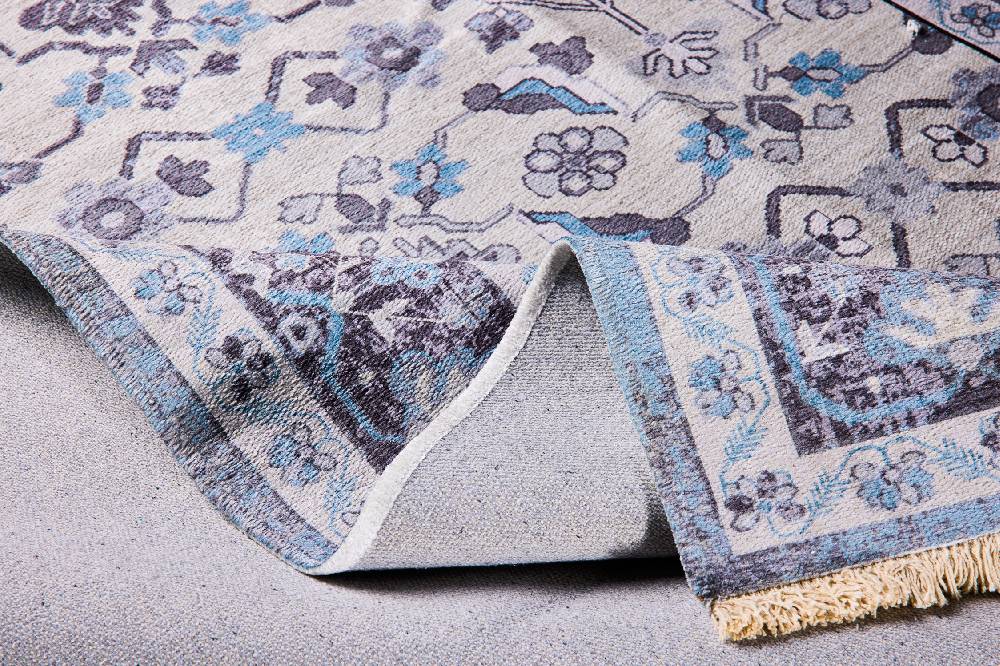 Novità Home Tappeto 140X200 Stampa Vintage Su Tonalita Blu