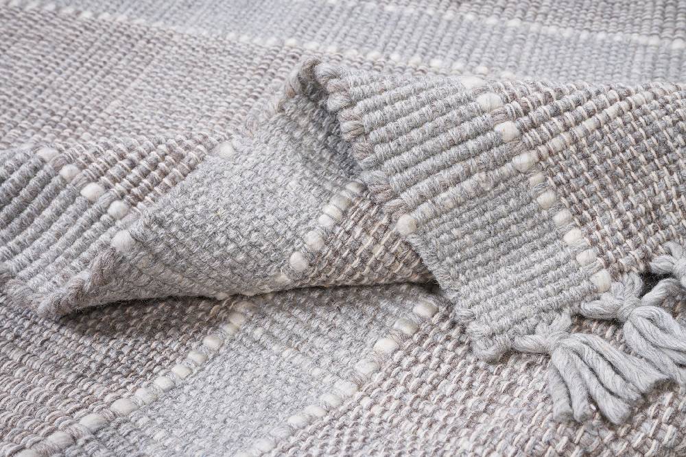 Novità Home Tappeto Quadro In Lana E Cotone Grigio Chiaro - 140x200