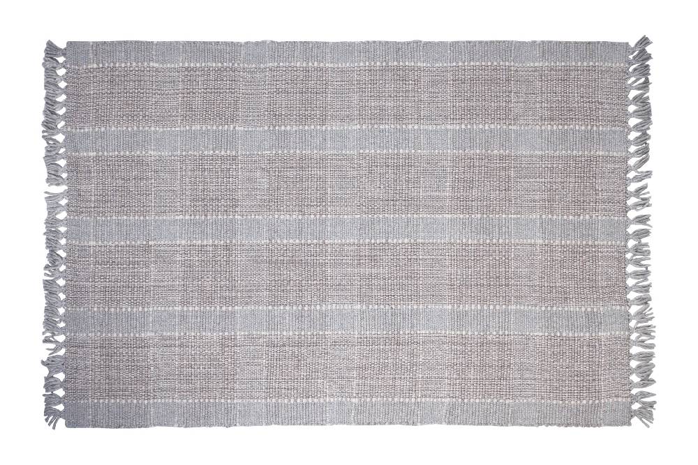 Novità Home Tappeto quadro in lana e cotone grigio chiaro - 140x200