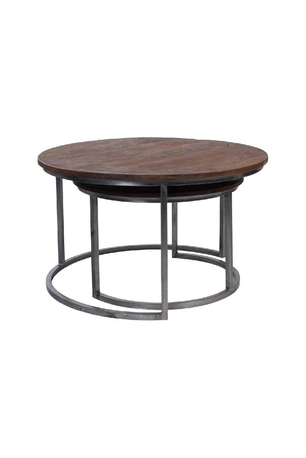 Novità Home Tavolino Basso Rotondo Legno E Metallo - Set 1/2