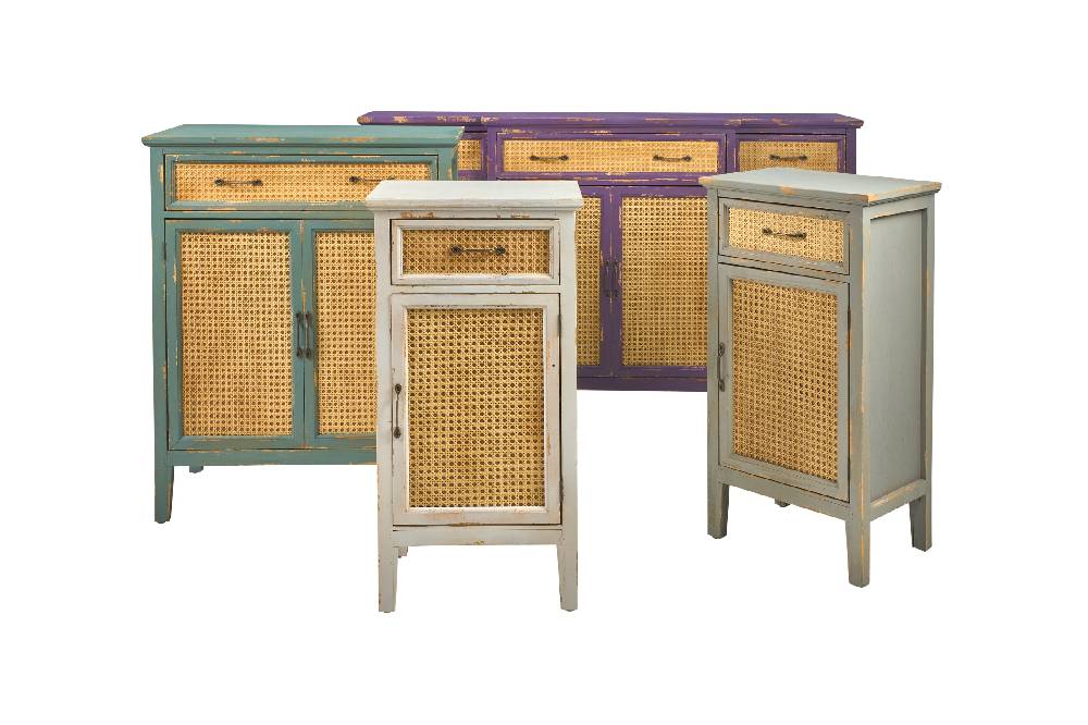 Novità Home Tonia - Credenza 1 Cassetto 2 Sportelli Antic Grape Paglia Vienn