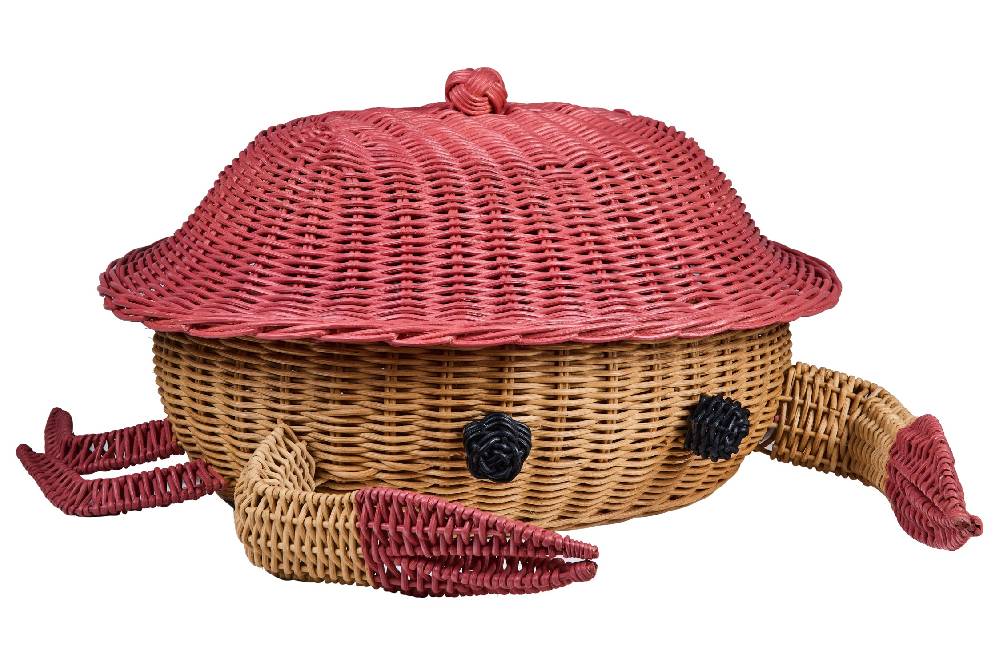 Novità Home Tressage - Granchio Contenitore In Midollino Naturale Arancio