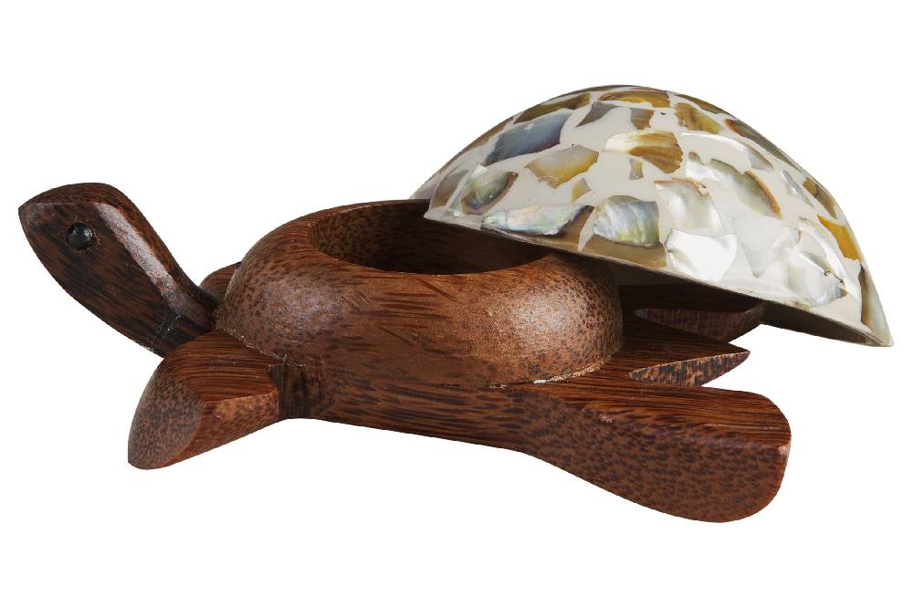 Novità Home Turtle - Porta Tea Light Carapace In Madreperla E Resina Bianca