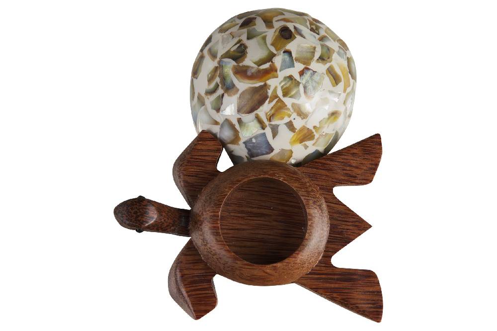 Novità Home Turtle - Porta Tea Light Carapace In Madreperla E Resina Bianca