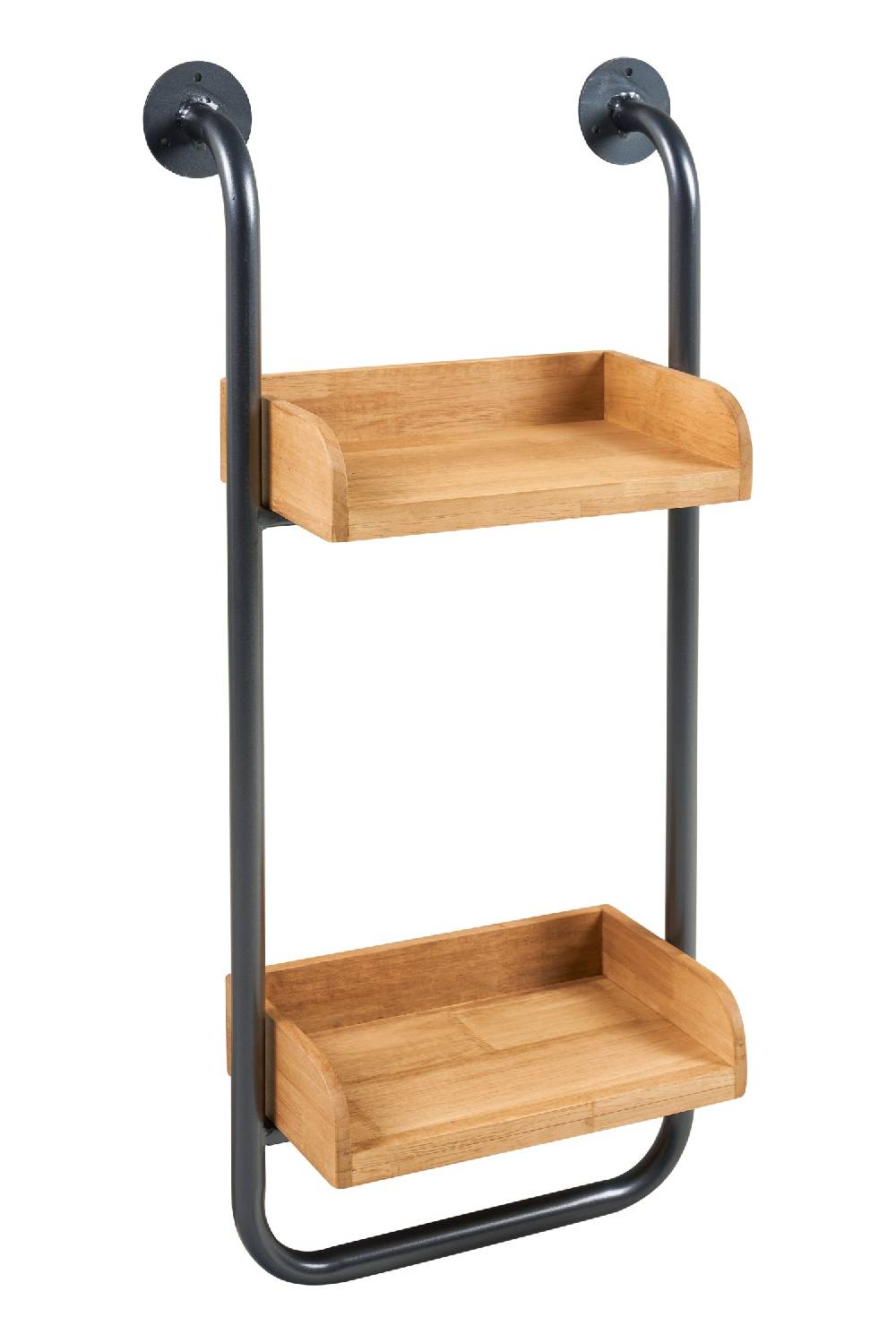 Novità Home Utility - 2 Mensole In Legno Con Supporto In Ferro