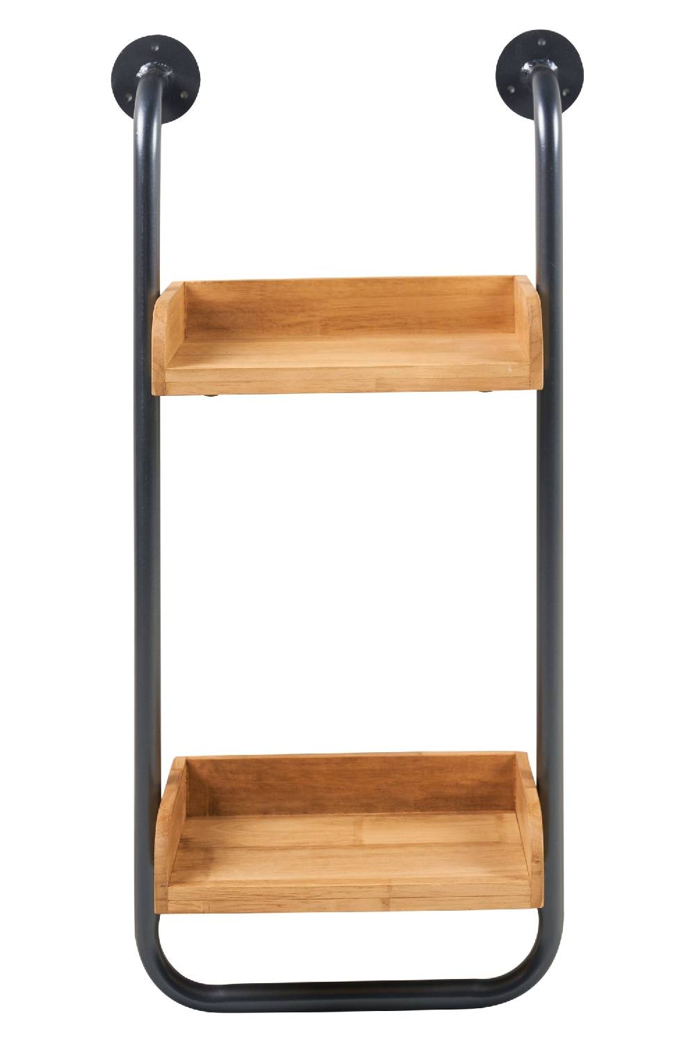 Novità Home Utility - 2 Mensole In Legno Con Supporto In Ferro