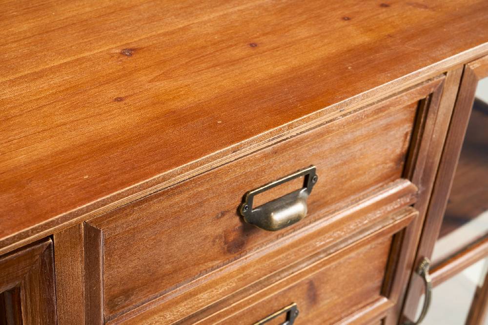 Novità Home Utility - Credenzina Bassa 4 Cassetti 2 Sportelli Con Vetro