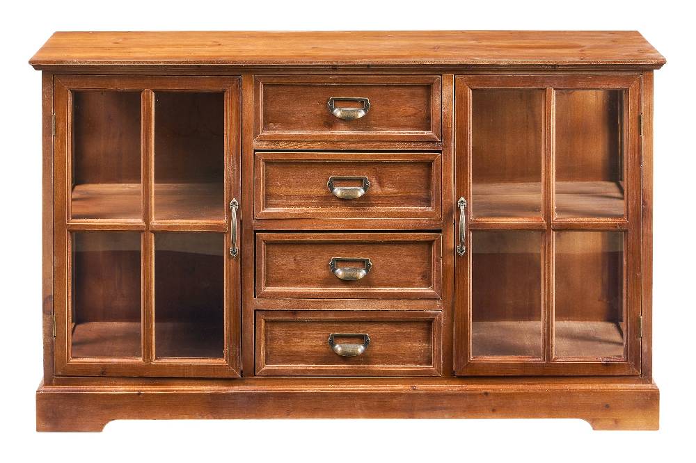 Novità Home Utility - Credenzina Bassa 4 Cassetti 2 Sportelli Con Vetro