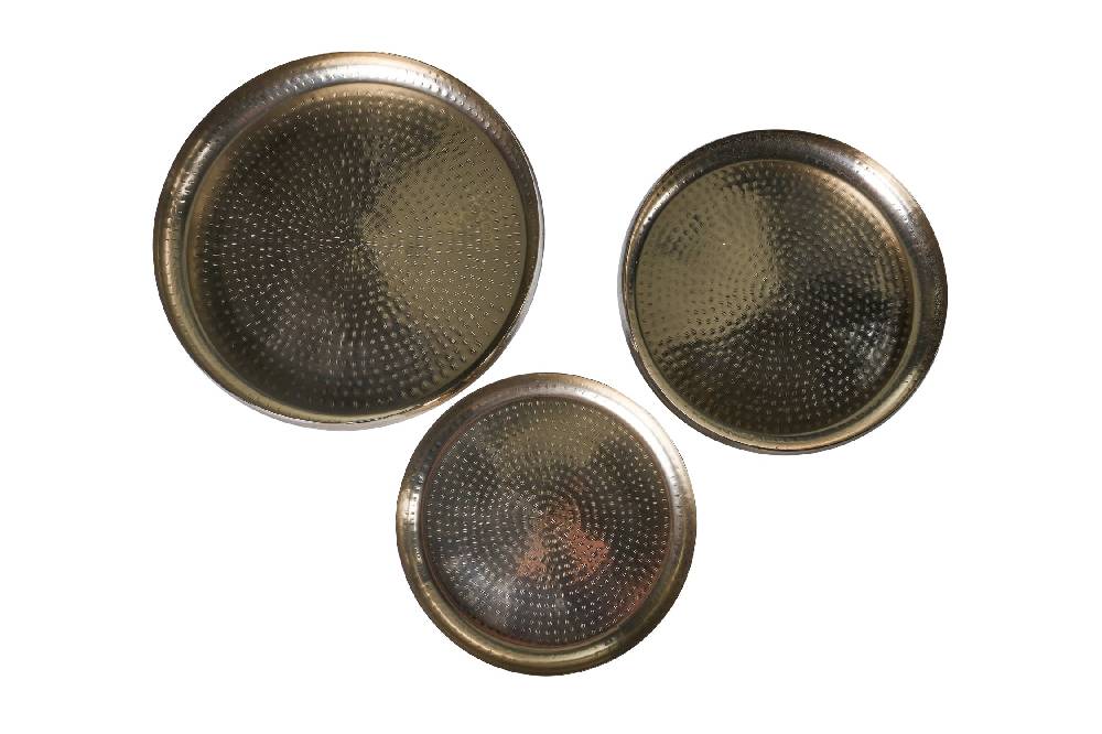 Novità Home Vassoi Rotondi Set 1/3 Metallo Color Acciaio