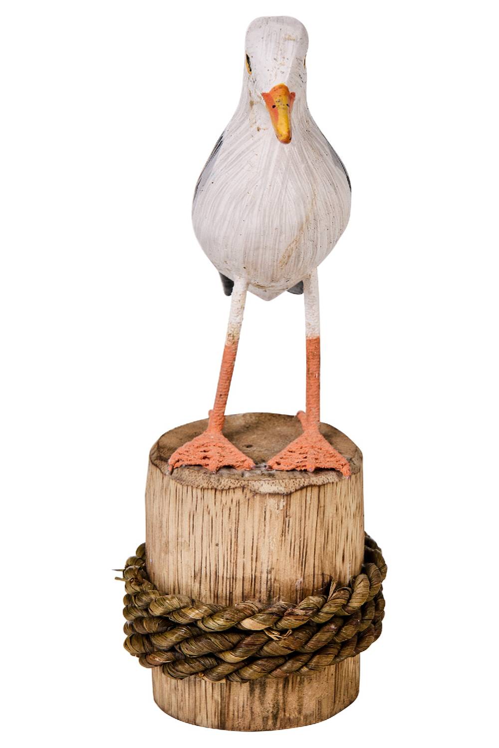 Novità Home Waterfowl - Gabbiano Su Piedistallo Legno E Intreccio