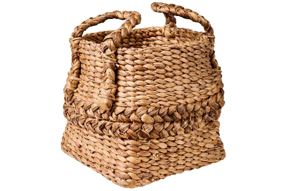 Novità Home Weaves - Cesta Con Manici Base Quadrata Bordo Treccia