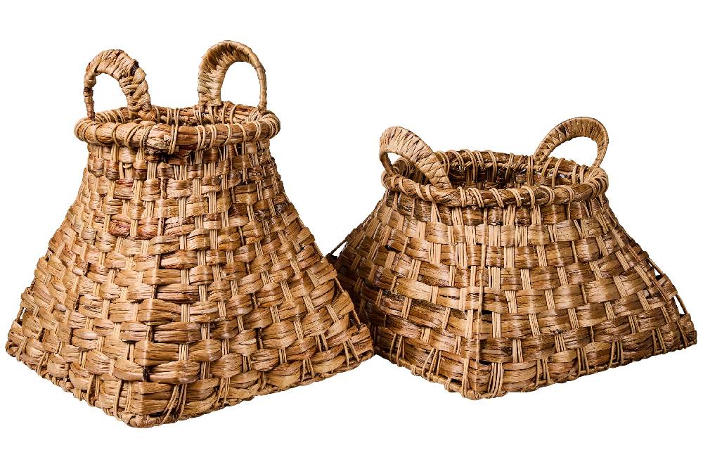 Novità Home Weaves - Ceste Base Quadrata Set 1/2 Intreccio Stile Castagno