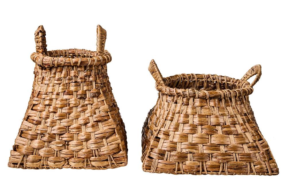 Novità Home Weaves - Ceste Base Quadrata Set 1/2 Intreccio Stile Castagno