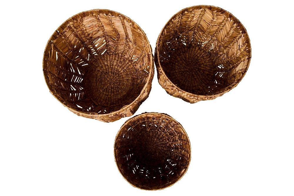 Novità Home Weaves - Ceste Porta Piante Set 1/3 Intreccio Lisca Di Pesce