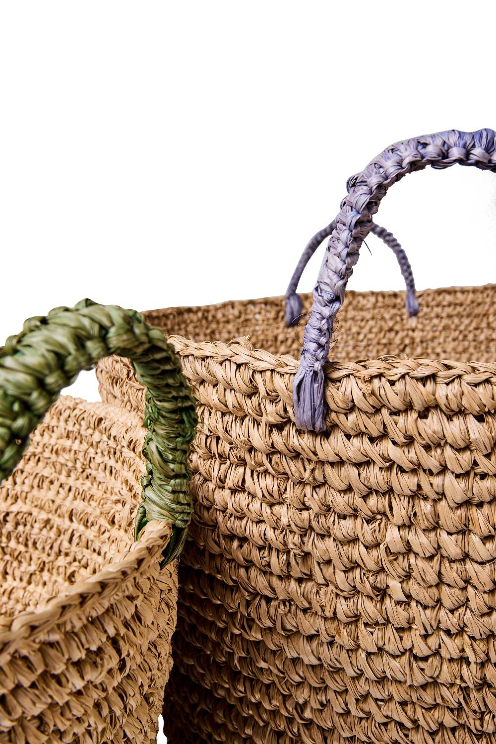 Novità Home Weaves - Ceste Set 1/3 Manici Colori Assortiti Intreccio Uncinet