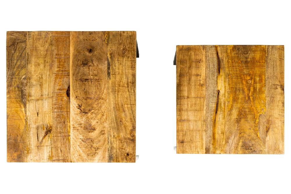 Novità Home York - Tavolini Quadrati Grandi Set 1/2 Mango E Ferro