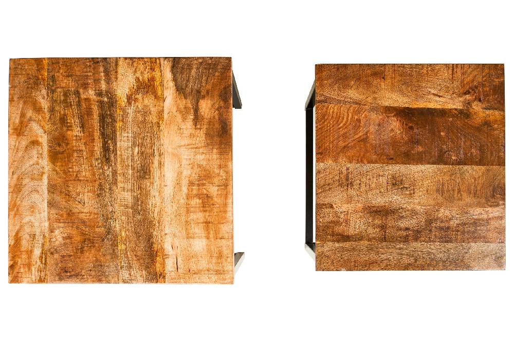 Novità Home York - Tavolini Quadrati Piccoli Set 1/2 Mango E Ferro