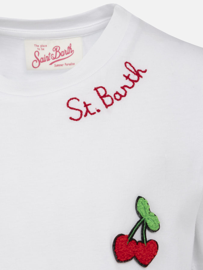 Mc2 Saint Barth Abito Abbey Per Bambina Con Frange E Patch Ciliegie