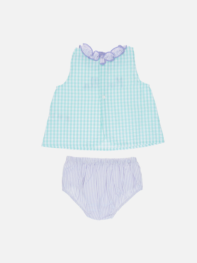 Mc2 Saint Barth Abito Abbie In Cotone A Quadretti Baby Con Top E Calzoncini