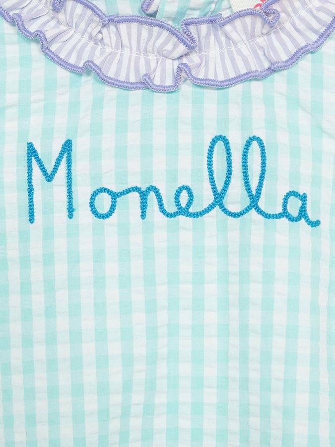 Mc2 Saint Barth Abito Abbie In Cotone A Quadretti Baby Con Top E Calzoncini