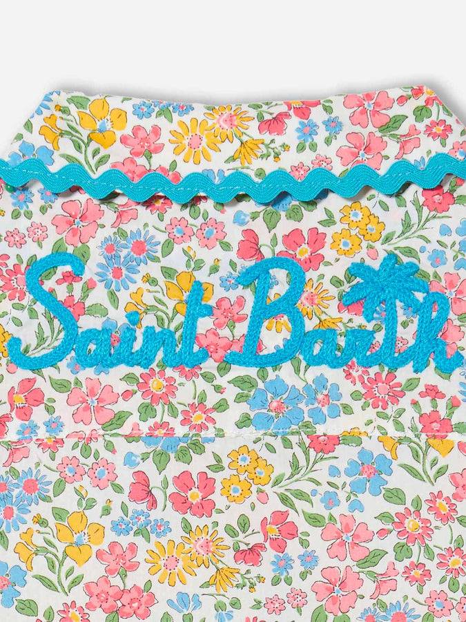 Mc2 Saint Barth Abito Chemisier Da Bambina Con Stampa Fiori