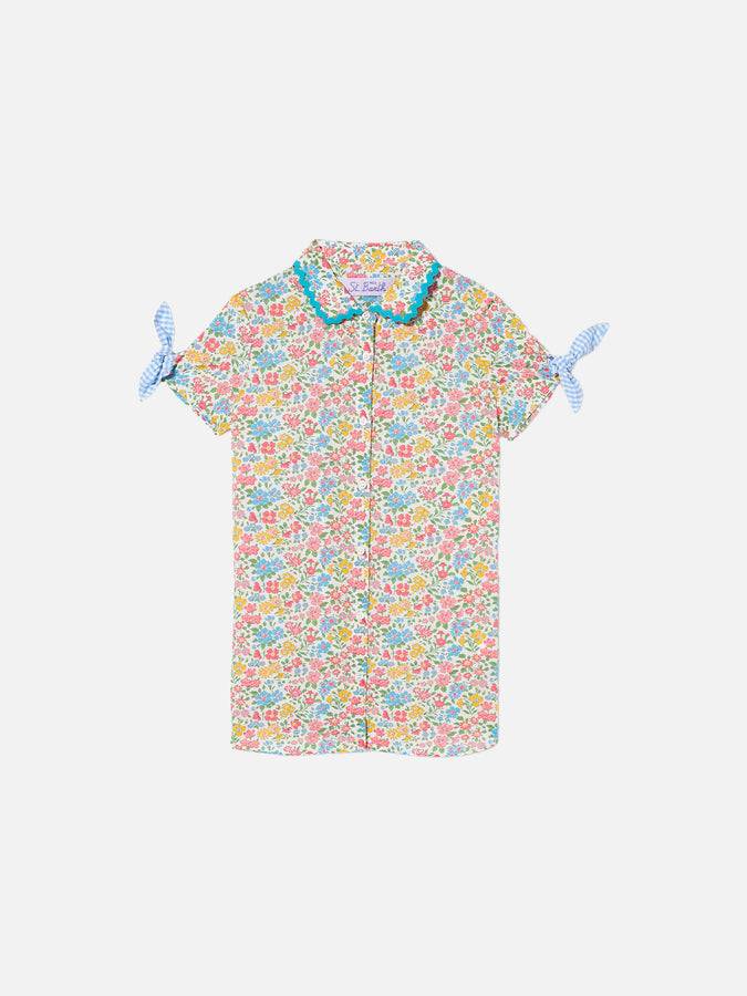 Mc2 Saint Barth Abito Chemisier Da Bambina Con Stampa Fiori
