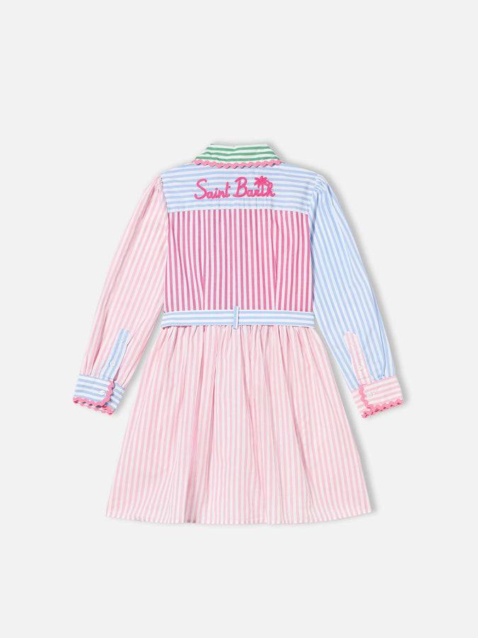 Mc2 Saint Barth Abito Corto Da Bambina In Cotone Con Ricami