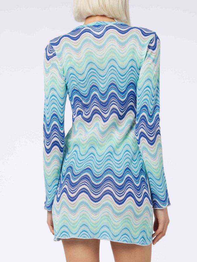 Mc2 Saint Barth Abito Corto Da Donna Azzurro In Maglia Raschel Imany