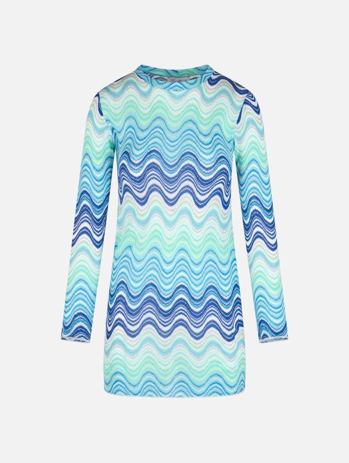 Mc2 Saint Barth Abito Corto Da Donna Azzurro In Maglia Raschel Imany