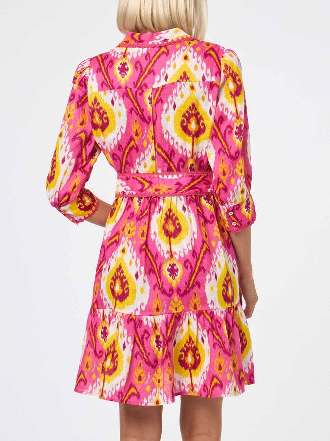 Mc2 Saint Barth Abito Corto Da Donna In Lino Con Stampa Ikat