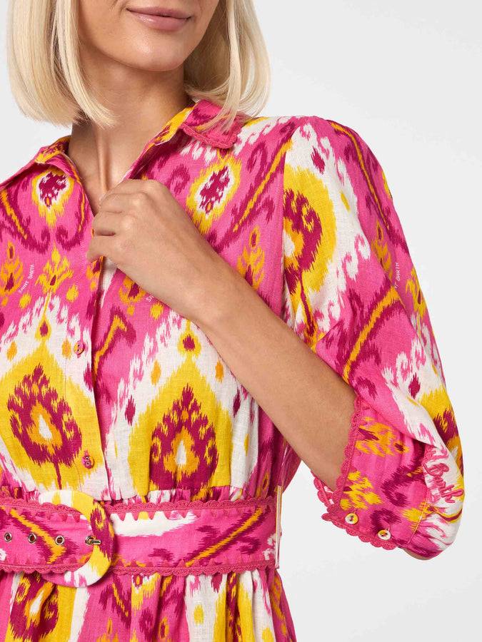 Mc2 Saint Barth Abito Corto Da Donna In Lino Con Stampa Ikat