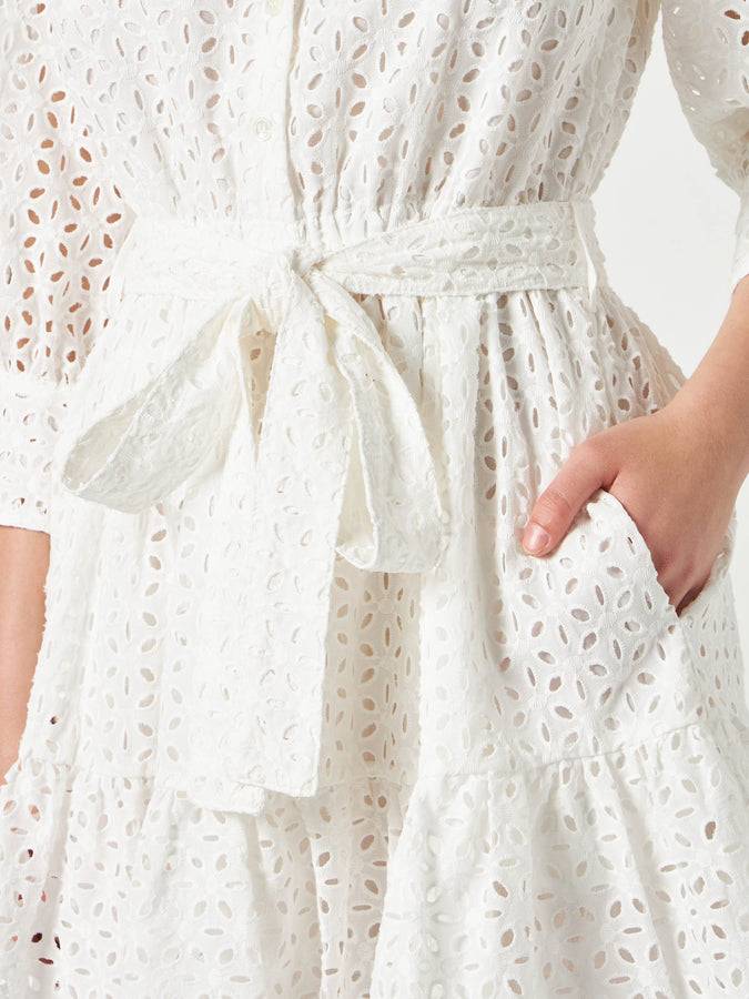 Mc2 Saint Barth Abito Corto In Cotone Bianco Con Ricami