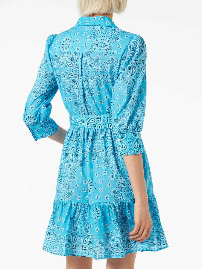 Mc2 Saint Barth Abito Corto In Cotone Stampa Bandana Con Ricami