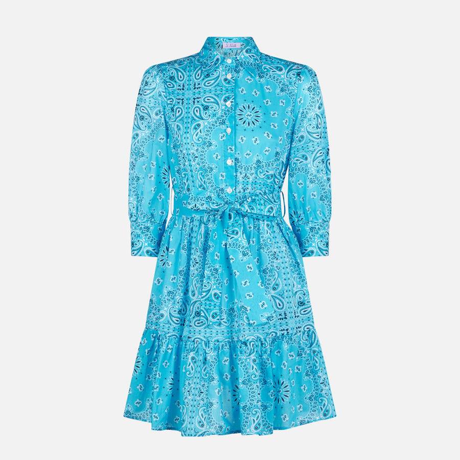 Mc2 Saint Barth Abito Corto In Cotone Stampa Bandana Con Ricami