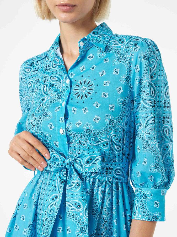 Mc2 Saint Barth Abito Corto In Cotone Stampa Bandana Con Ricami