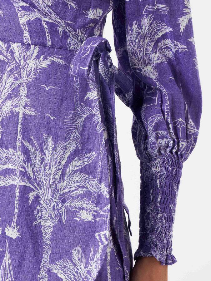 Mc2 Saint Barth Abito Corto In Lino Brillante Con Stampa Toile De Jouy