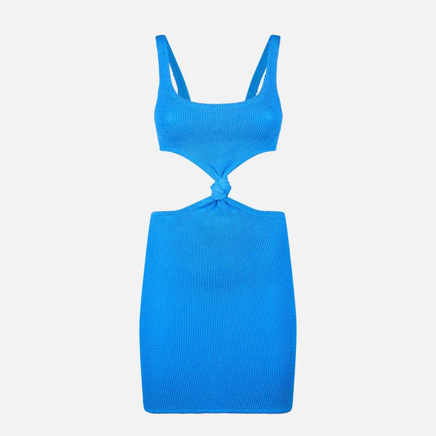 Mc2 Saint Barth Abito Cut-out Annodato Crinkle Bluette