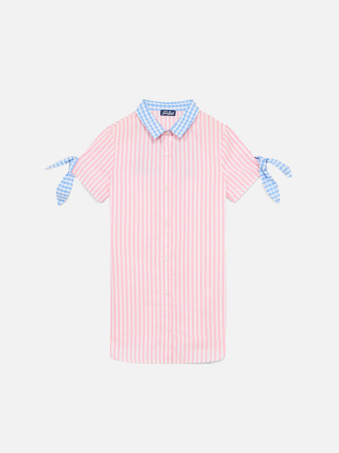 Mc2 Saint Barth Abito Da Bambina Chemisier A Righe Con Ricami