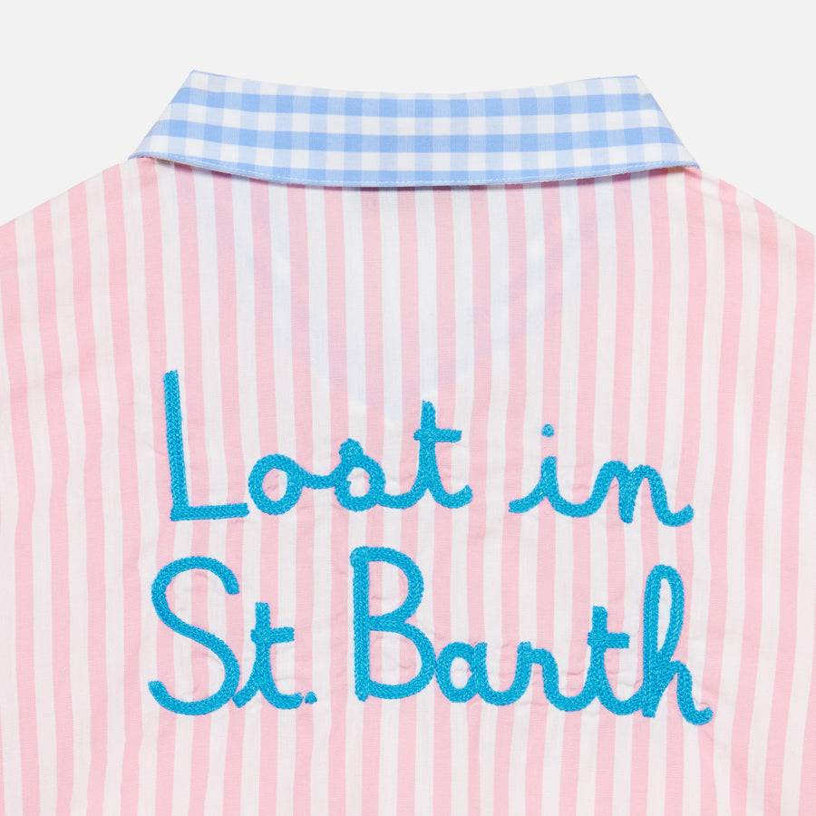 Mc2 Saint Barth Abito Da Bambina Chemisier A Righe Con Ricami