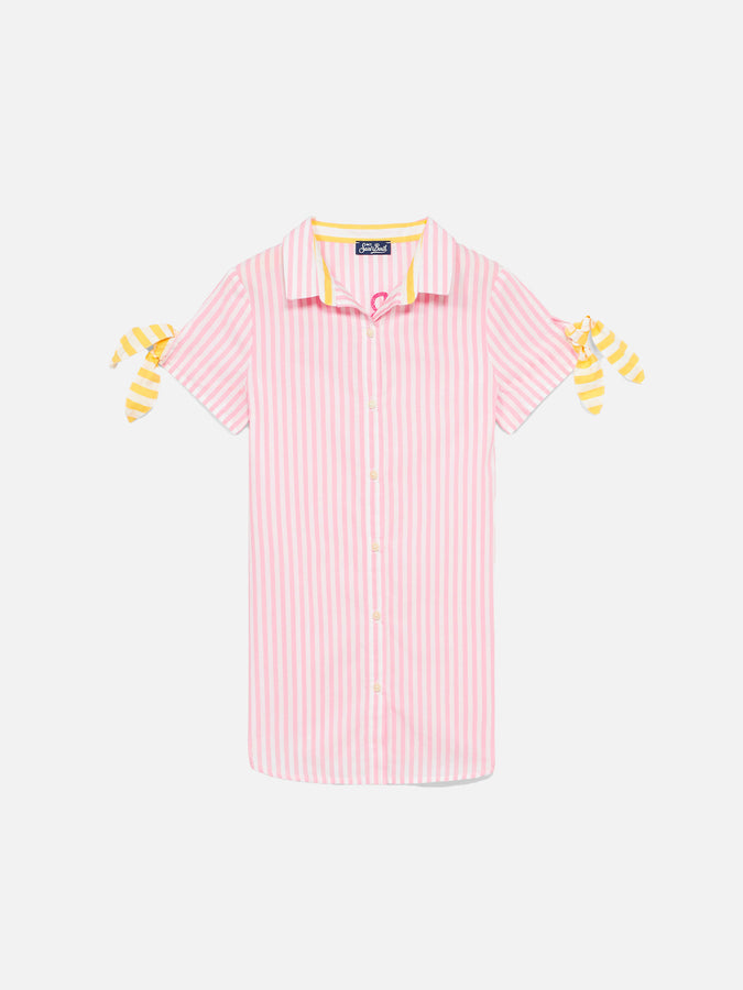 Mc2 Saint Barth Abito Da Bambina Chemisier Ricamato E Rigato