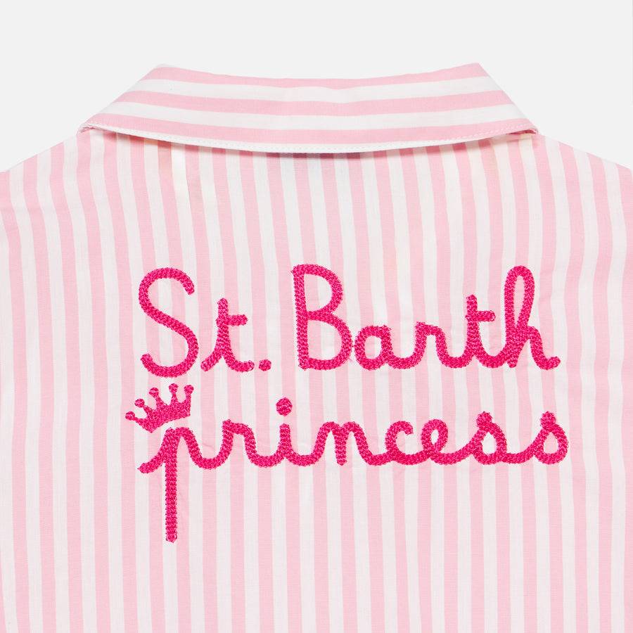 Mc2 Saint Barth Abito Da Bambina Chemisier Ricamato E Rigato