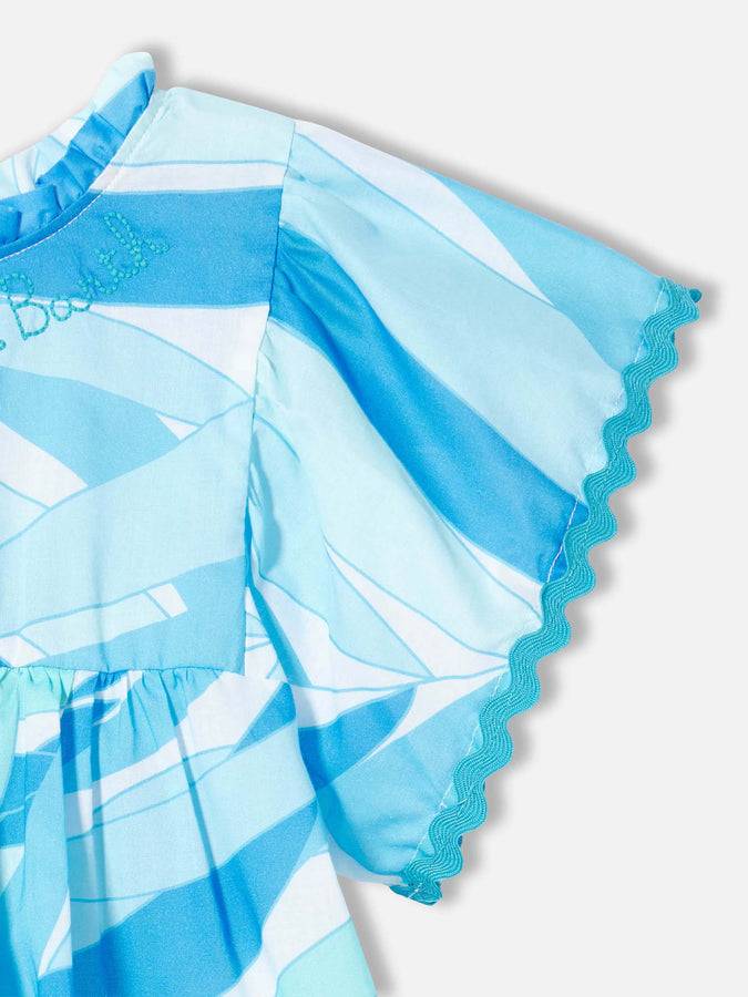 Mc2 Saint Barth Abito Da Bambina Con Stampa Palme Azzurre