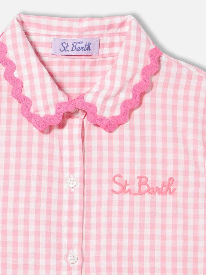Mc2 Saint Barth Abito Da Bambina Con Stampa Vichy Bianchi E Rosa