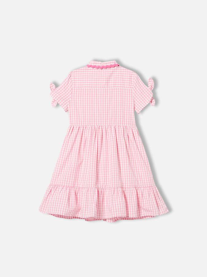 Mc2 Saint Barth Abito Da Bambina Con Stampa Vichy Bianchi E Rosa
